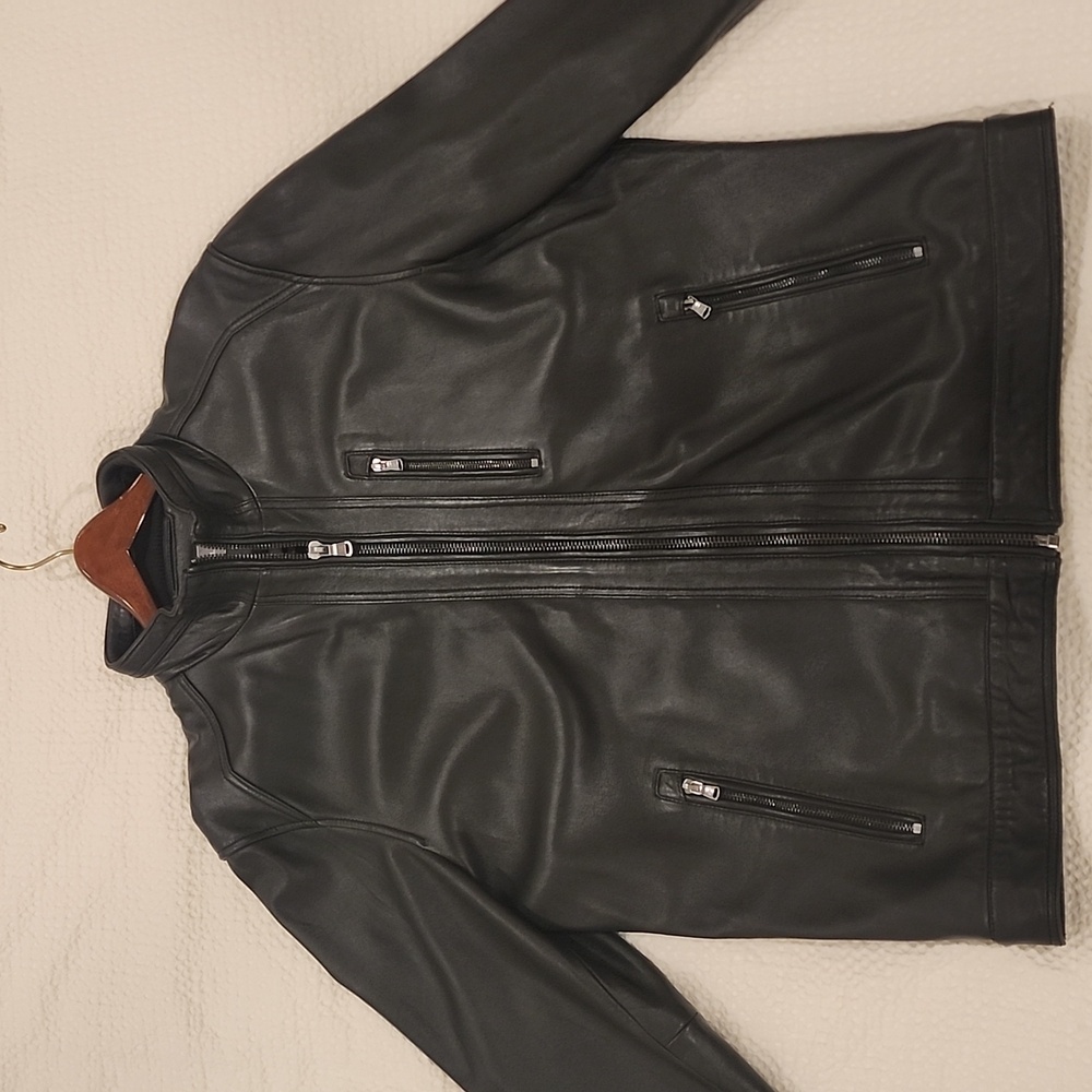Michael Kors Large Mens Black Genuine Leather Jacket